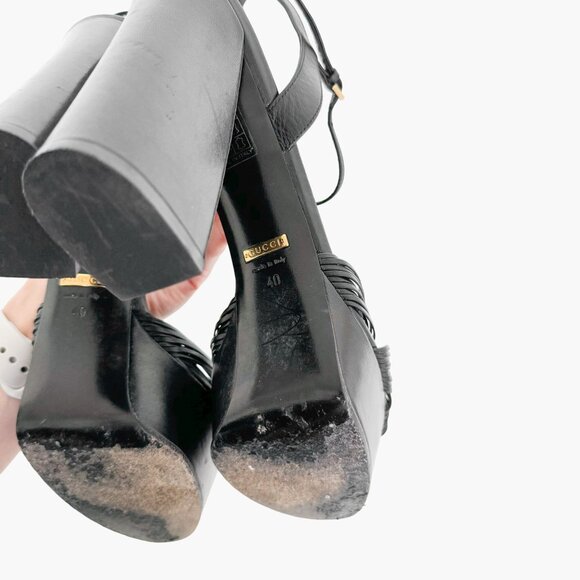 Gucci Allie Knotted Platform Sandals EU 40 US 10 Black Crawford Block High Heel - Picture 11 of 13